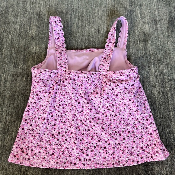 Land's End Swimsuit Set Tugless Tankini Scallop Trim  high waisted bottoms - Picture 5 of 12